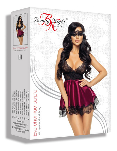 Eve chemise with mask purple